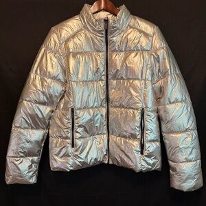 Marc New York Performance Metallic Silver Puffer Jacket Size Large